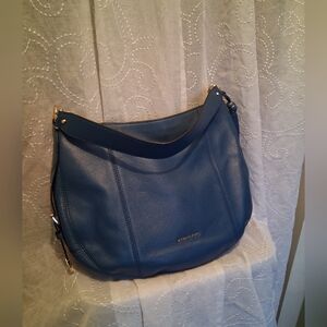 Michael Kors BROOKE Blue Leather Hobo Shoulder Bag